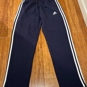 NWT Adidas Cotton / Poly Fleece 3-stripe Open Hem Pants (Men's MT)